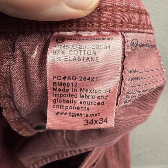 AG Jeans The Graduate Mens 34x34 Oxblood Tailored Leg Straight Fit Stretch Denim - Picture 5 of 10